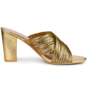 Women's Slouches Slip on Block Heel Slide Sandals Gold